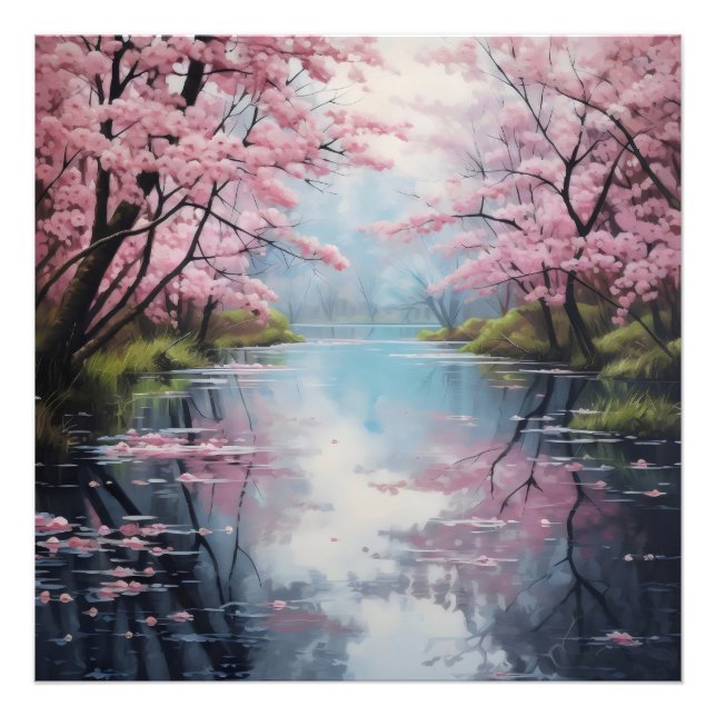 Foto Árboles en Flor Río de Primavera (Frente)