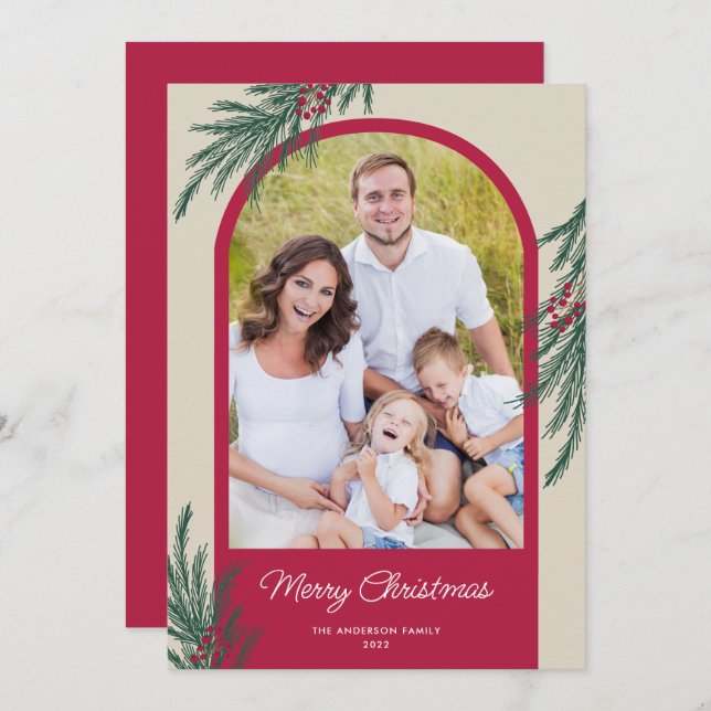 Foto arcaica Verdor de invierno Feliz Navidad (Anverso / Reverso)