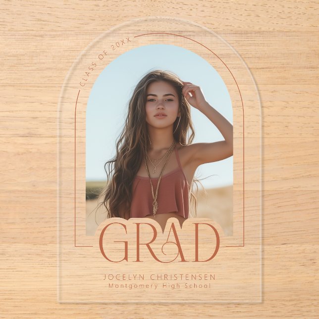 Foto Arch Invitación moderna de graduación acrílic (Anverso)