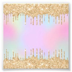 Foto Arcoíris Unicornio Brillante Dorado Goteante Paste
