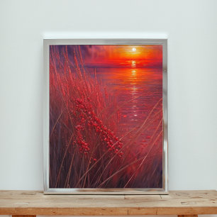 Foto Ardiente atardecer sobre los arbustos de Winterber
