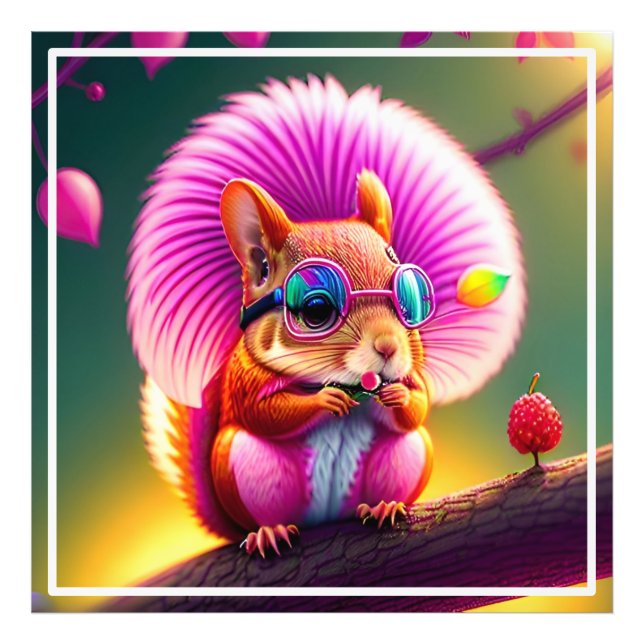 Foto Ardilla Rosa En La Rama (Frente)