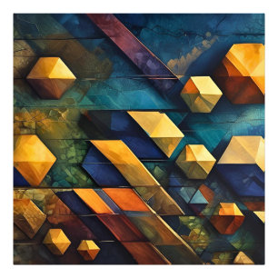 Foto Armonía Geométrica: Cubos Abstractos en Oro y Verd