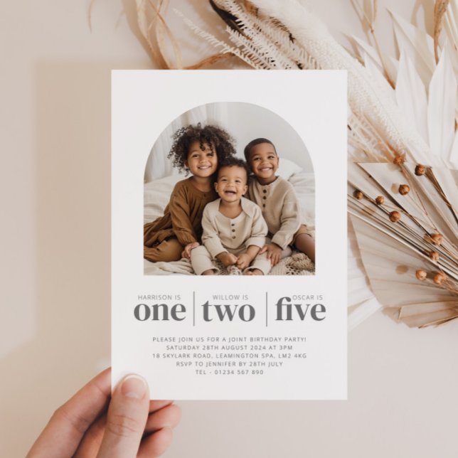 Foto Arqueada Triple Invitación de cumpleaños conj (Subido por el creador)