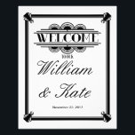 Foto art deco, bienvenidos a nuestro cartel boda<br><div class="desc">boda firma negro y blanco</div>