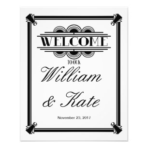 Foto art deco, bienvenidos a nuestro cartel boda