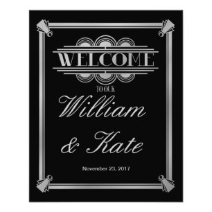 Foto art deco, bienvenidos a nuestro cartel boda