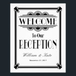 Foto art deco, bienvenidos a nuestro cartel de boda de<br><div class="desc">boda firma negro y blanco</div>