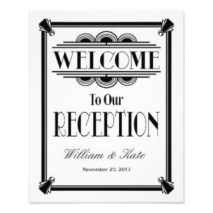 Foto art deco, bienvenidos a nuestro cartel de boda de 
