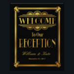 Foto art deco, bienvenidos a nuestro cartel de boda de<br><div class="desc">Firma de boda Negro y Oro</div>