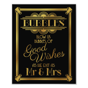 Foto art deco, Boda poster boda del signo de burbuja,