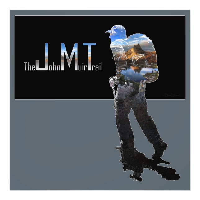 Foto Art - Hiker Silhouette - John Muir Trail Text (Frente)