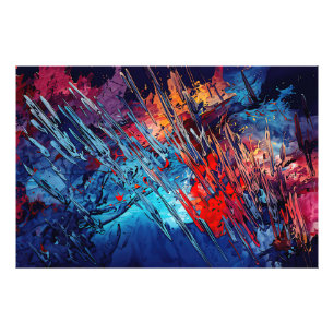 Foto Arte abstracto contemporáneo azul rojo Deriva ígne