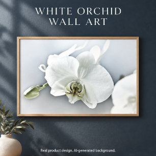 Foto Arte Botánico de Orquídea Blanca Elegante