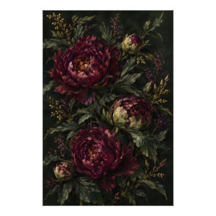 Foto Arte botánico oscuro impreso en flor de peonía bor