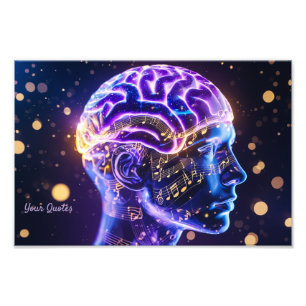 Foto Arte cerebral abstracto moderno con notas musicale