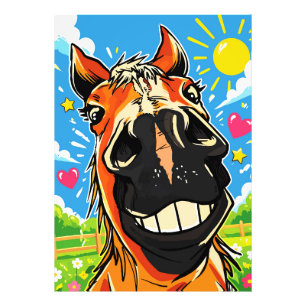 Foto Arte Cómic de Dibujos Animados de Caballo Sonrient