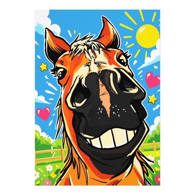 Foto Arte Cómic de Dibujos Animados de Caballo Sonrient (Frente)
