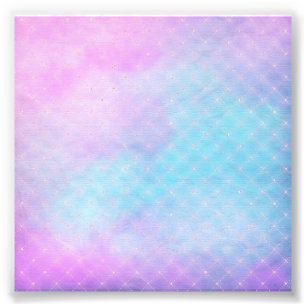 Foto Arte de Acuarela Color Pastel Azul Chica Morada