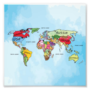 Foto Arte de acuarela del Mapa Mundial