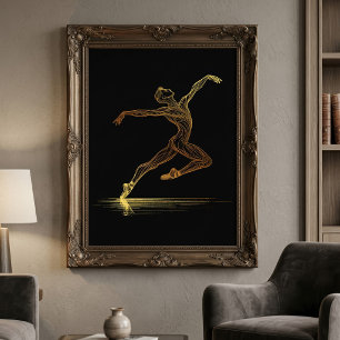Foto Arte de ballet de línea dorada Bailarina Ilustraci