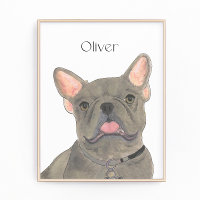 Arte de Bulldog francés con gris azul personalizad