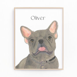 Foto Arte de Bulldog francés con gris azul personalizad