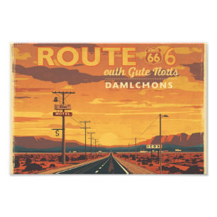 Foto Arte de carretera del atardecer vintage Ruta 66