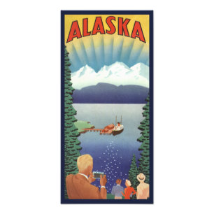 Foto Arte de cartel de viaje vintage de Alaska, paisaje