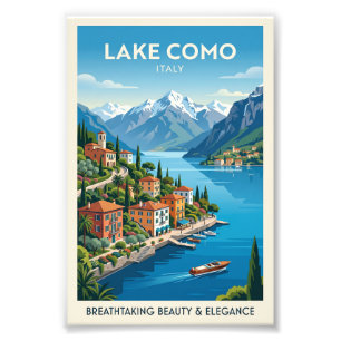 Foto Arte de cartel de viaje vintage del lago de Como I