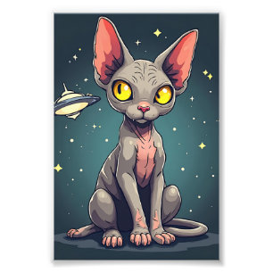 Foto Arte de dibujos animados espaciales de gato Sphynx
