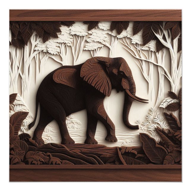Foto Arte de elefante de madera (Frente)
