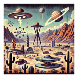 Foto Arte de fantasía de invasión alienígena del desier