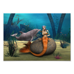 Foto Arte de Fantasía Subacuática de Sirena Delfín Soña