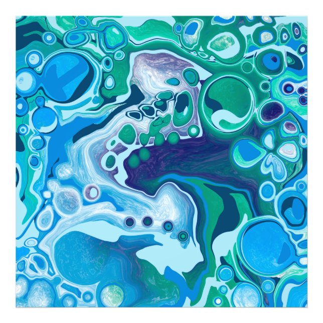 Foto Arte de fluido digital de mármol verde azul (Frente)