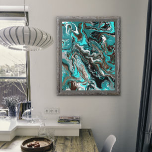 Foto Arte de fluido satinado turquesa y negro