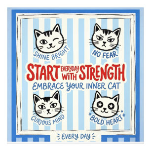 Foto Arte de gato motivacional: fuerza y coraje positiv