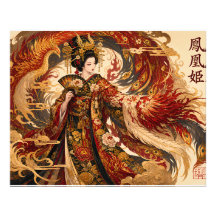 Arte de Geisha Fénix Japonesa | Diseño de Mitologí