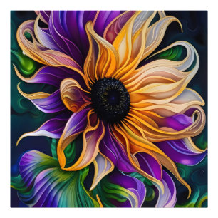 Foto Arte de girasol morado y dorado