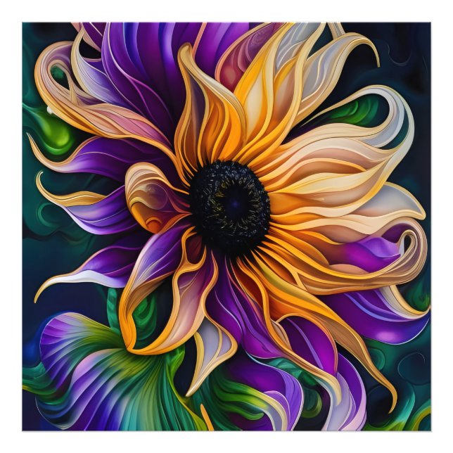 Foto Arte de girasol morado y dorado (Frente)