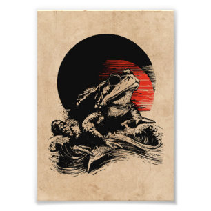 Foto Arte de Guay Toad Wabi Sabi Rana japonesa vintag