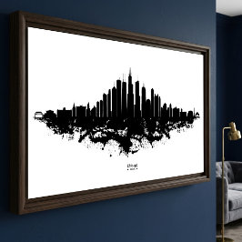 Foto Arte de la Ciudad Acuarela Negro Blanco Panorama d