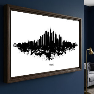 Foto Arte de la Ciudad Acuarela Negro Blanco Panorama d