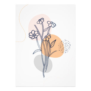 Foto Arte de la línea de flores botánica
