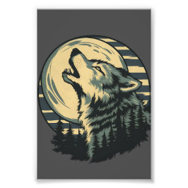 Foto Arte de la Luna Aullante Verde Azulada