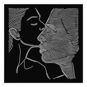 Foto Arte de línea de pareja en blanco y negro
