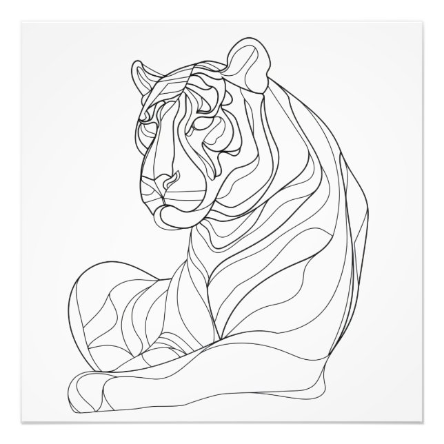 Foto Arte de línea de tigre (Frente)