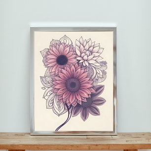 Foto Arte de Mandala rosa y Morado