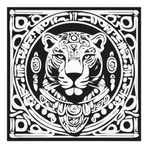 Foto Arte de máscara tribal de guerrero jaguar al estil
