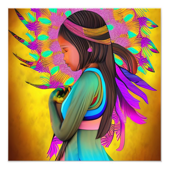 Foto Arte de Niña Nativa Americana (Frente)
